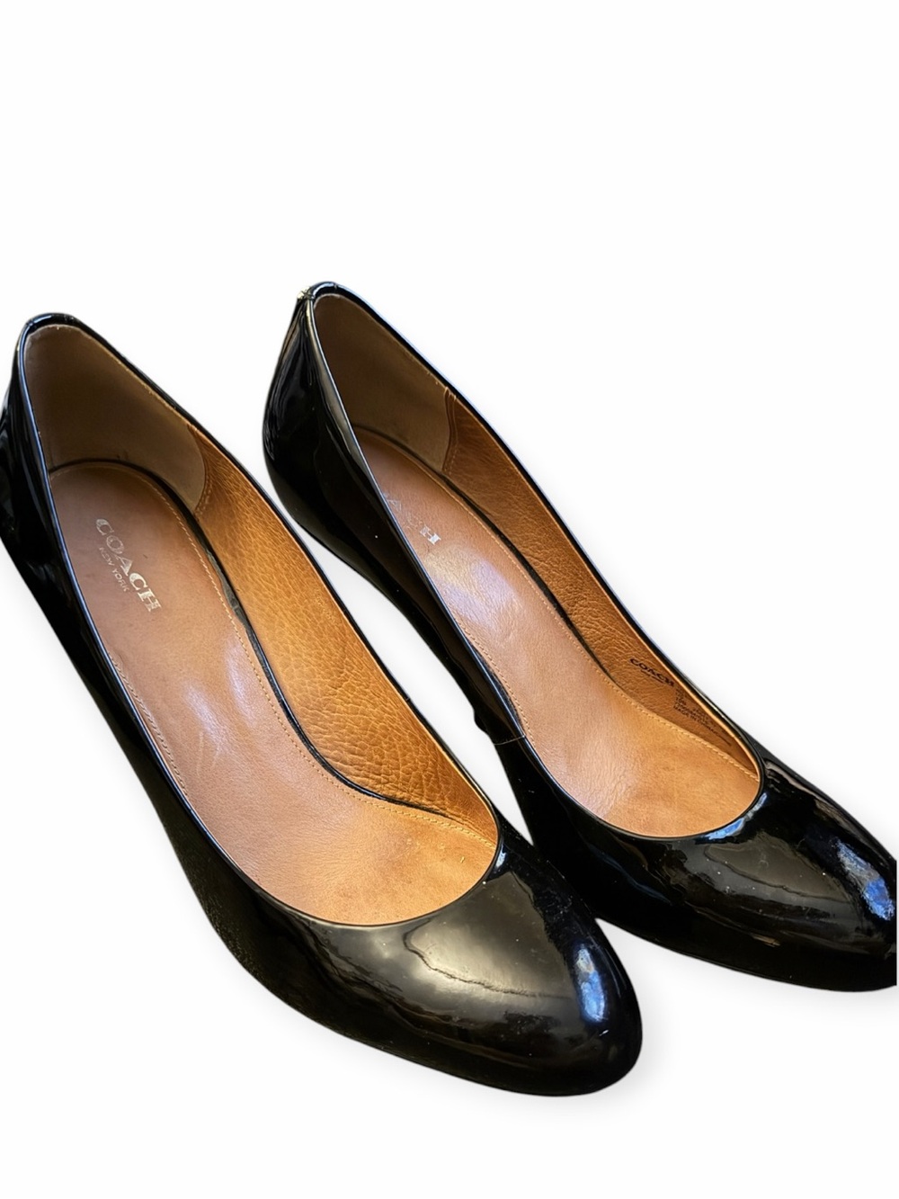 Coach Maxey Black Patent Leather Round Toe Pump Heels size 10